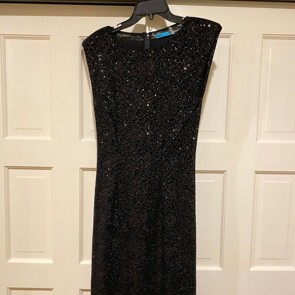 Alice + Olivia Black Sequin Cocktail Dress